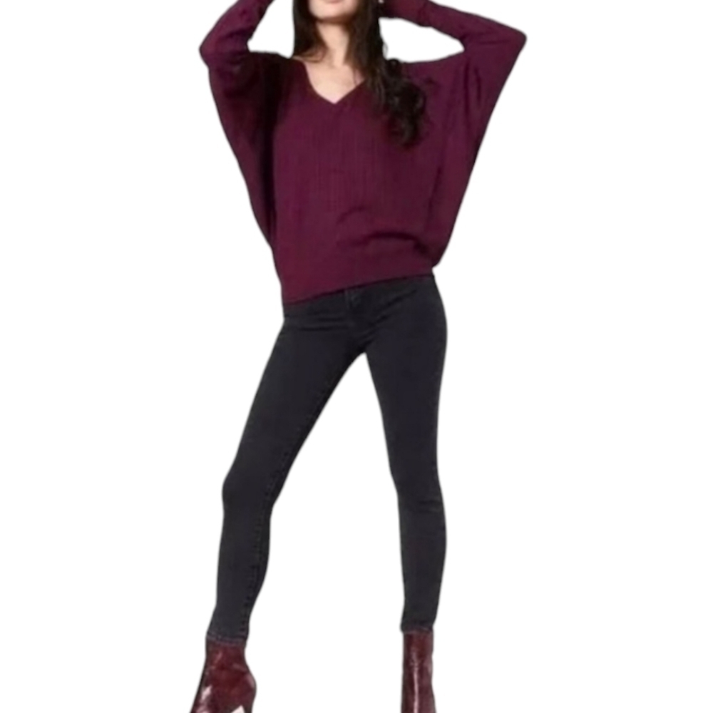 Free People Santa Clara Thermal Oversized Top in Mulberry Size Medium NWT - Picture 3 of 11